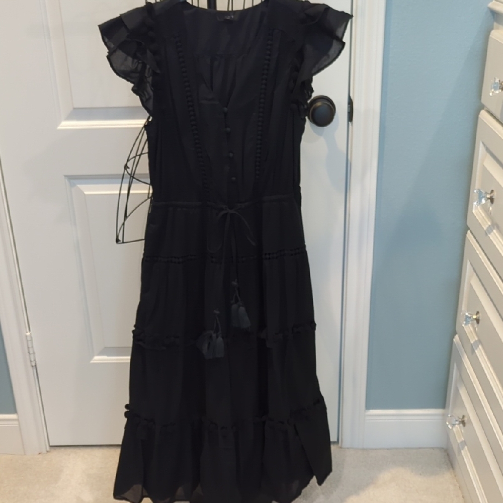 J. Crew Sz 2 Elegant Black Ruffled Dress